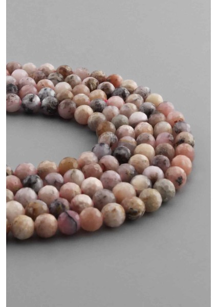 Pembe Opal Doğal Taş Parlak Küre Kristal Kesim 6mm Dizi