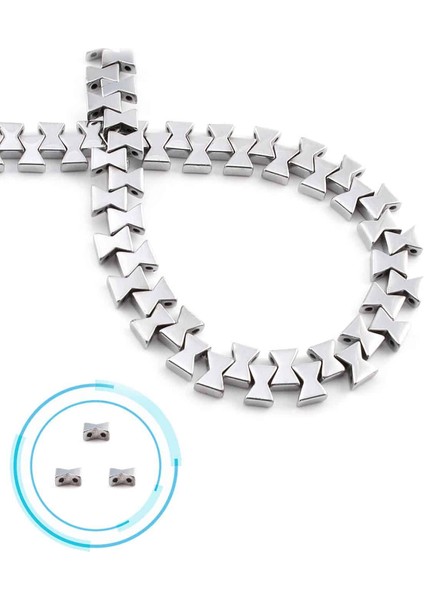 Hematit Doğal Taş Parlak Gümüş 8X1MM Dizi