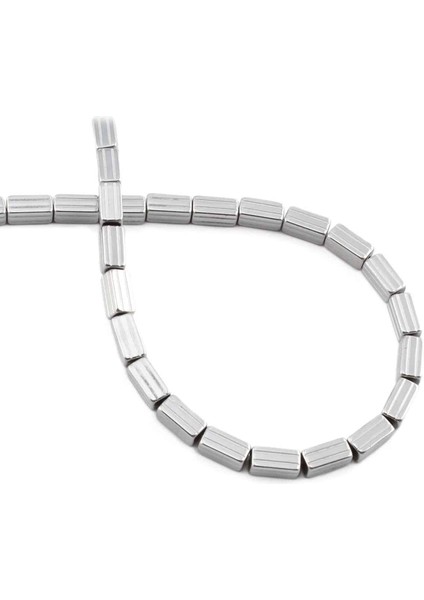 Hematit Doğal Taş Parlak Gümüş 4X8MM Dizi