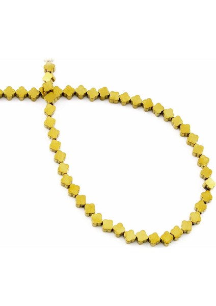 Hematit Doğal Taş Parlak Gold Yonca Kesim 4X4MM Dizi