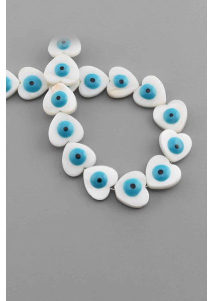 Sedef Doğal Taş Parlak Mavi Kalp Kesim 15X3MM Dizi [ab+]