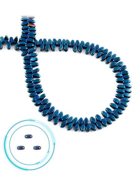 Hematit Doğal Taş Parlak Mavi 5X2MM Dizi