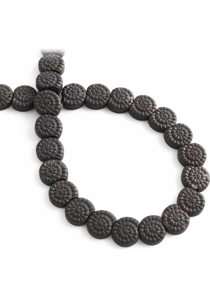 Hematit Doğal Taş Mat Siyah Gökkuşağı Salyangoz Kabuğu Kesim 10MM Dizi