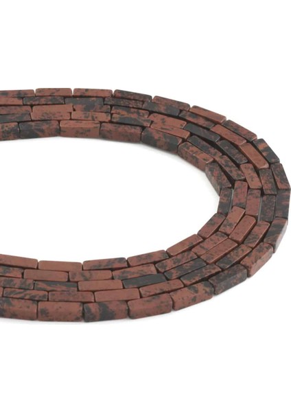 Obsidyen Doğal Taş Parlak Bordo Dikdörtgen Kesim 4X13MM Dizi