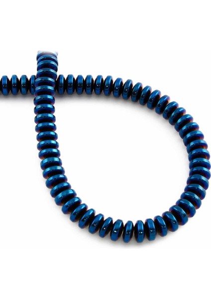Hematit Doğal Taş Parlak Mavi Rondela Kesim 6X3MM Dizi