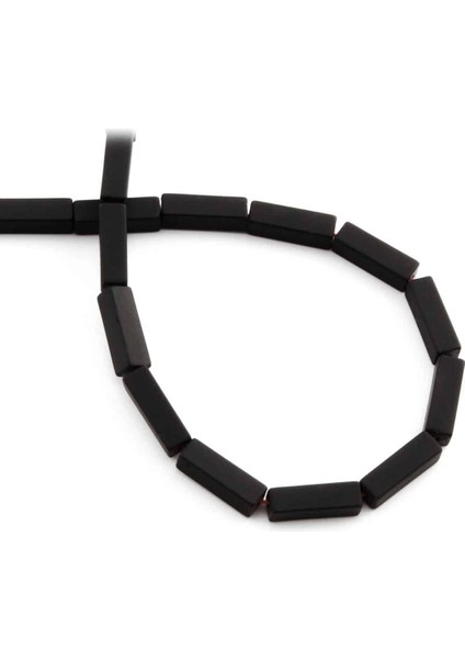 Hematit Doğal Taş Mat Siyah Dikdörtgen Kesim 4X13MM Dizi