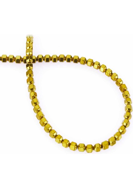 Hematit Doğal Taş Parlak Gold Özel Kesim 4mm Dizi