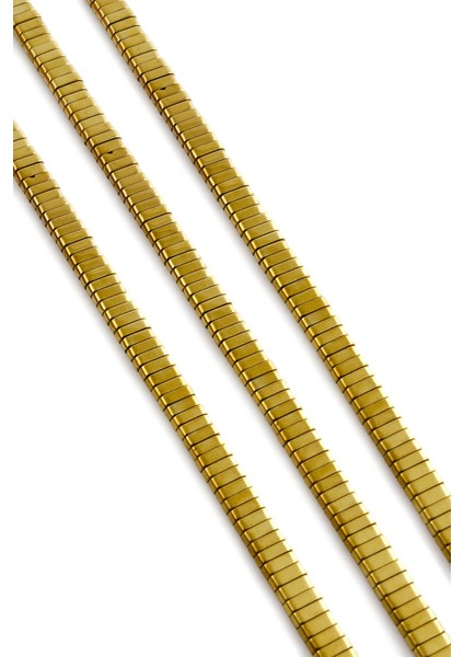 Hematit Doğal Taş Parlak Gold Çift Delikli 6X2MM Dizi