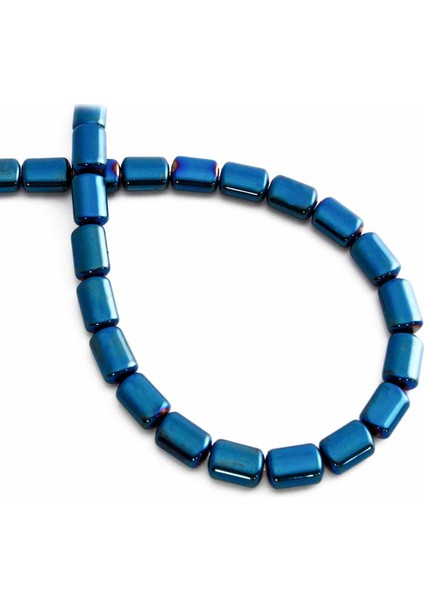Hematit Doğal Taş Parlak Mavi Silindir Kesim 6X8MM Dizi