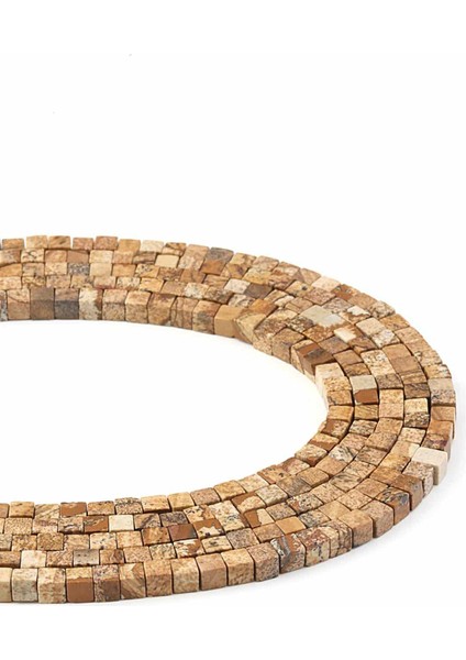 Ağaç Jasper Doğal Taş Parlak Küp Kesim 4X4MM Dizi