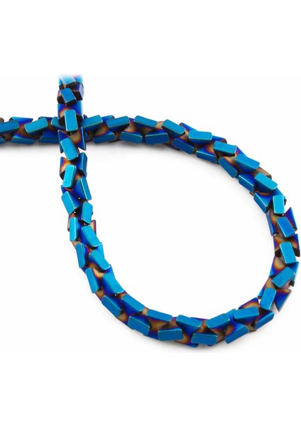 Hematit Doğal Taş Mat Mavi Fiyonk Kesim 7X7MM Dizi