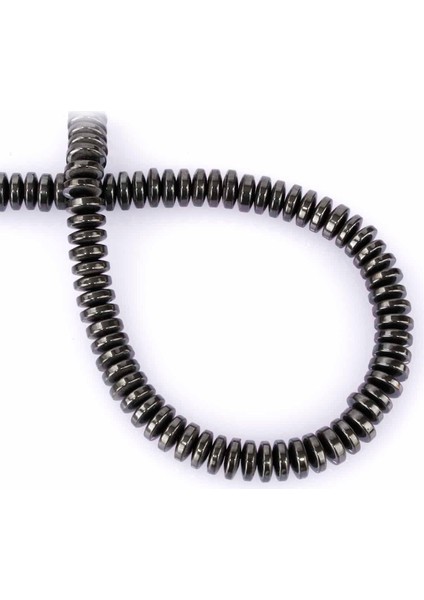 Hematit Doğal Taş Parlak Füme Rondela Kesim 8X3MM Dizi