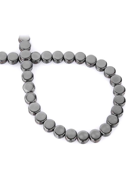 Hematit Doğal Taş Füme Daire Kesim 8X4MM Dizi