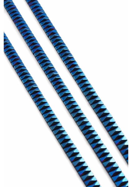 Hematit Doğal Taş Parlak Mavi Piramit Kesim Çift Delikli 8X3MM Dizi fiyatları