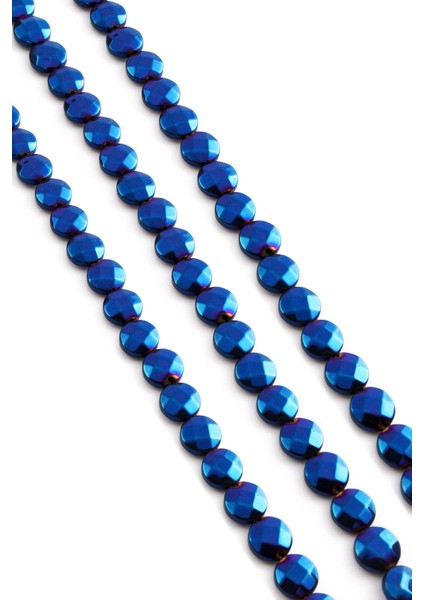 Hematit Doğal Taş Parlak Mavi Yuvarlak Bombeli Faset Kesim 8mm Dizi fiyatları