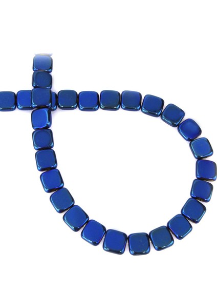 Hematit Doğal Taş Parlak Mavi Kare Kesim 8X8X3MM Dizi