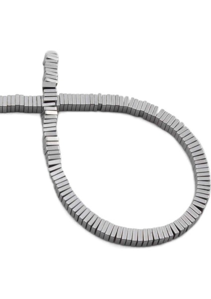 Hematit Doğal Taş Parlak Gümüş Rondela Kesim 4X1MM Dizi