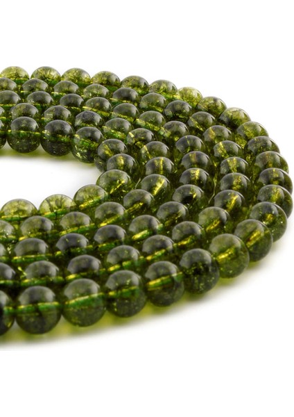 Peridot Doğal Taş Parlak Küre Kesim 8mm Dizi