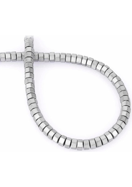 Hematit Doğal Taş Mat Açık Gri Rondela Kesim 6X3MM Dizi