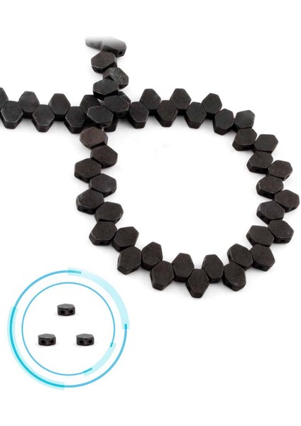 Hematit Doğal Taş Mat Siyah Çift Delikli 8X8MM Dizi
