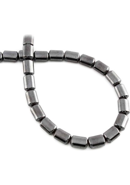 Hematit Doğal Taş Parlak Füme Silindir Kesim 6X8MM Dizi