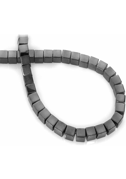 Hematit Doğal Taş Parlak Füme Küp Kesim 6X6MM Dizi