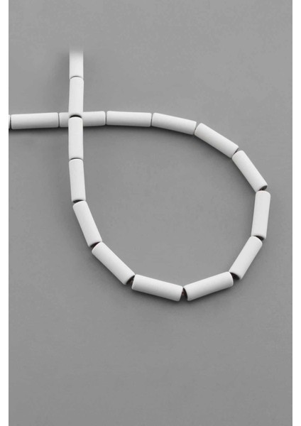 Hematit Doğal Taş Mat Beyaz Silindir Kesim 4X13MM Dizi