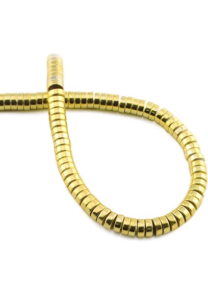 Hematit Doğal Taş Parlak Altın Sarı 6X2MM Dizi