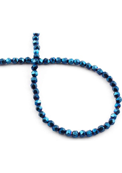 Hematit Doğal Taş Parlak Mavi 4X4MM Dizi