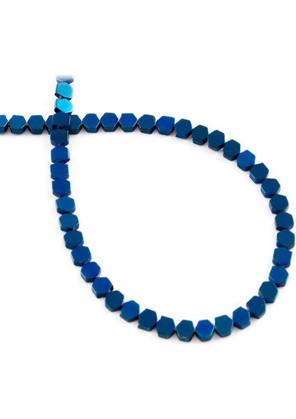 Hematit Doğal Taş Parlak Mavi Altıgen Kesim 3X3MM Dizi