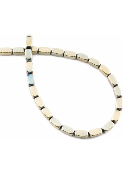 Hematit Doğal Taş Parlak Antik Sarı Dikdörtgen Kesim 4X8MM Dizi