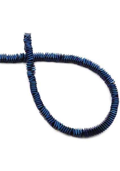 Hematit Doğal Taş Parlak Mavi Rondela Kesim 4X1MM Dizi