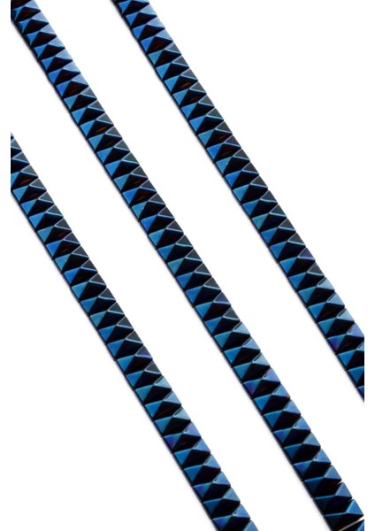 Hematit Doğal Taş Parlak Mavi Piramit Kesim Çift Delikli 8X4MM Dizi fiyatları