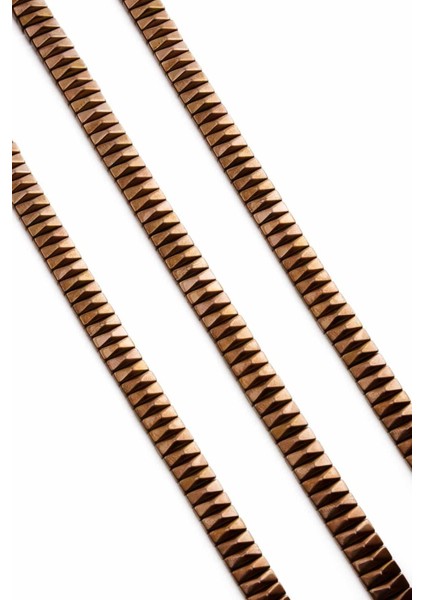 Hematit Doğal Taş Parlak Kahverengi Piramit Kesim Çift Delikli 8X3MM Dizi fiyatları