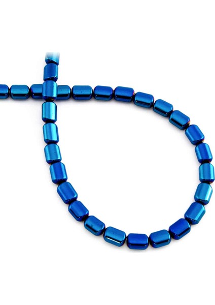 Hematit Doğal Taş Parlak Mavi Silindir Kesim 4X6MM Dizi