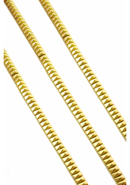 Hematit Doğal Taş Parlak Altın Sarı Piramit Kesim Çift Delikli 6X3MM Dizi fiyatları