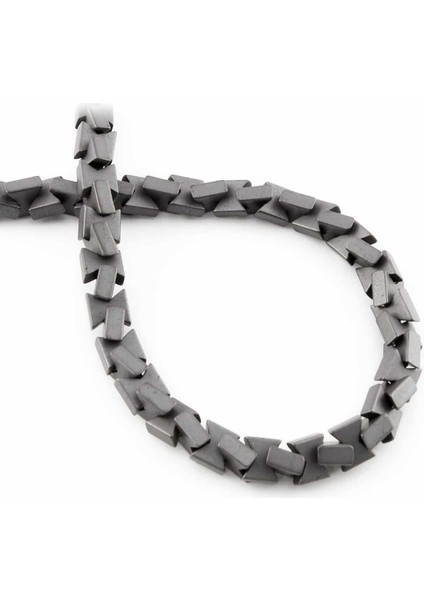 Hematit Doğal Taş Mat Gri Fiyonk Kesim 7X7MM Dizi