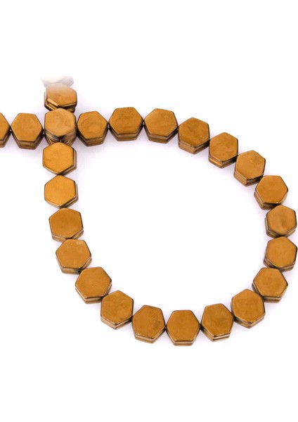 Hematit Doğal Taş Parlak Kahverengi Altıgen Kesim 8X5MM Dizi