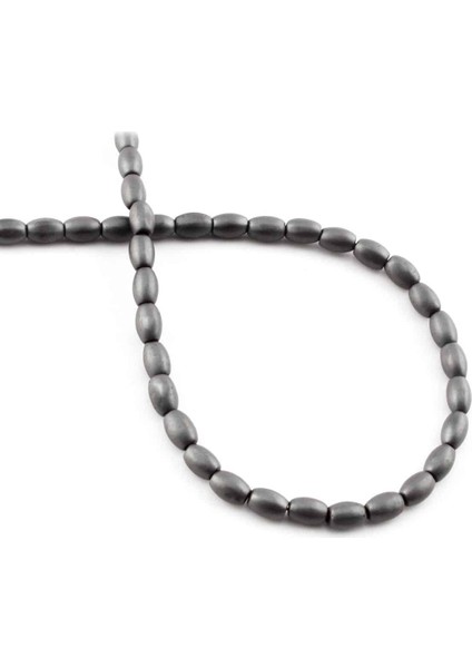 Hematit Doğal Taş Mat Gri Arpa Kesim 4X6MM Dizi