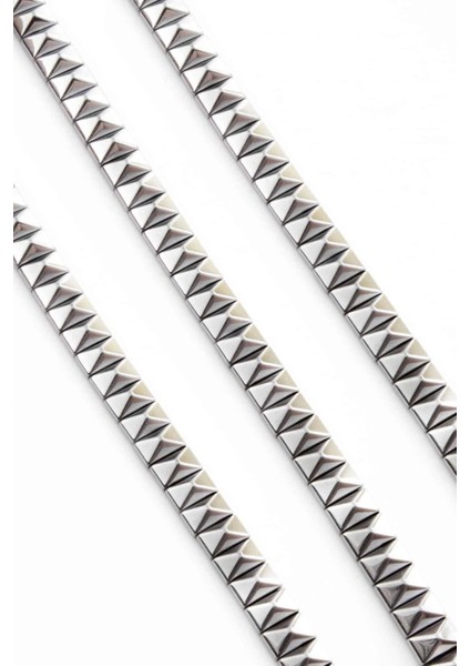 Hematit Doğal Taş Parlak Gümüş Piramit Kesim 8X5MM Dizi fiyatları