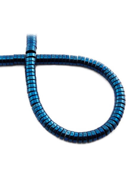 Hematit Doğal Taş Parlak Mavi Daire Kesim 6X2MM Dizi