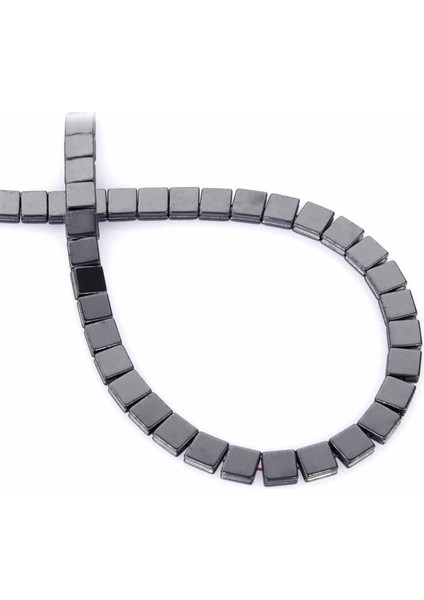 Hematit Doğal Taş Parlak Füme Kare Kesim 6X6MM Dizi