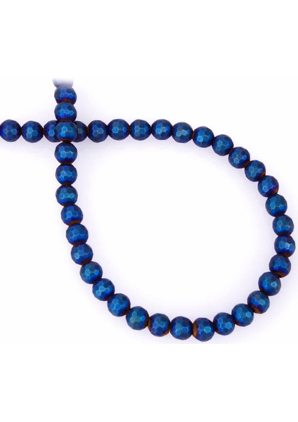 Hematit Doğal Taş Mat Mavi Küre Faset Kesim 6mm Dizi