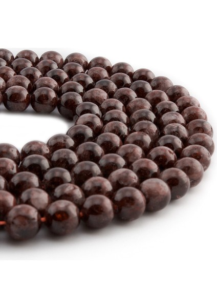 Garnet Doğal Taş Parlak Küre Kesim 8mm Dizi