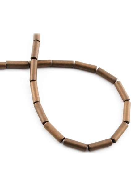 Hematit Doğal Taş Mat Kahverengi Silindir Kesim 4X13MM Dizi