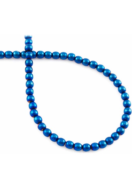 Hematit Doğal Taş Parlak Mavi 4mm Dizi