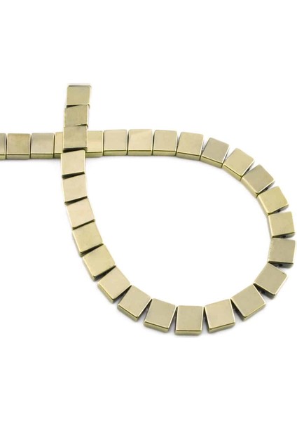 Hematit Doğal Taş Parlak Antik Sarı 6X6MM Dizi