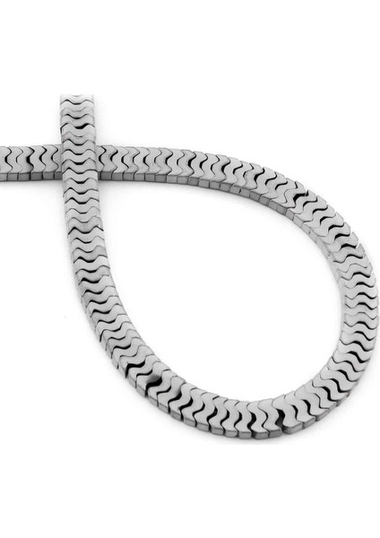 Hematit Doğal Taş Mat Açık Gri Yarasa Kesim 7X1MM Dizi