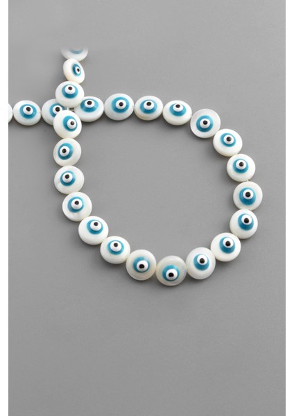 Sedef Doğal Taş Parlak Mavi Daire Kesim 9mm Dizi [ab+]