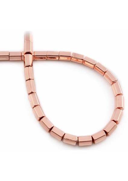 Hematit Doğal Taş Parlak Antik Roz Altıgen Silindir Kesim 4X6MM Dizi